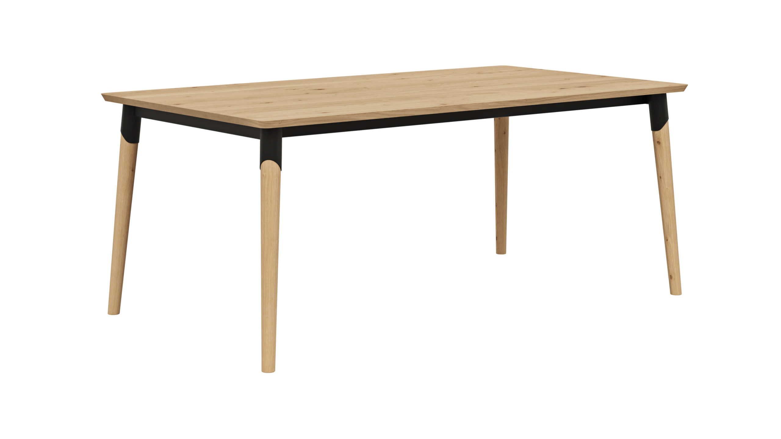 Ausziehbarer Tisch Edvin in Wildeiche oder Eiche, massiv. Metall oder Holzgestell. Raum.Freunde