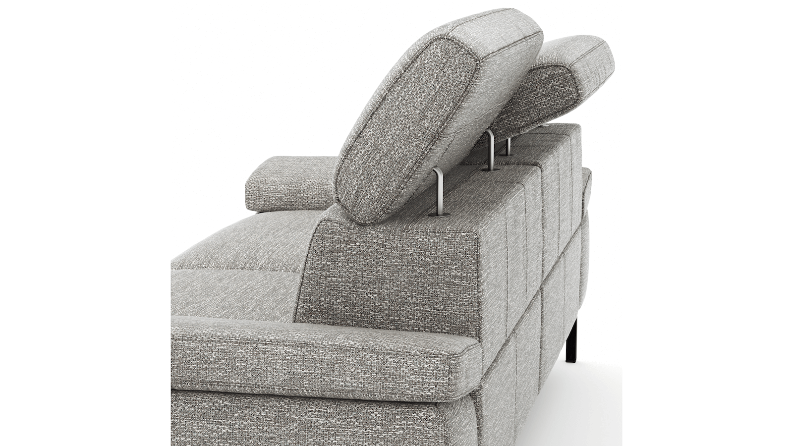 Sofa Hudson - 3-Sitzer inkl. Relaxfunktion (motorisch) und Kopfteil verstellbar, Stoff, Hellgrau von Natura Home