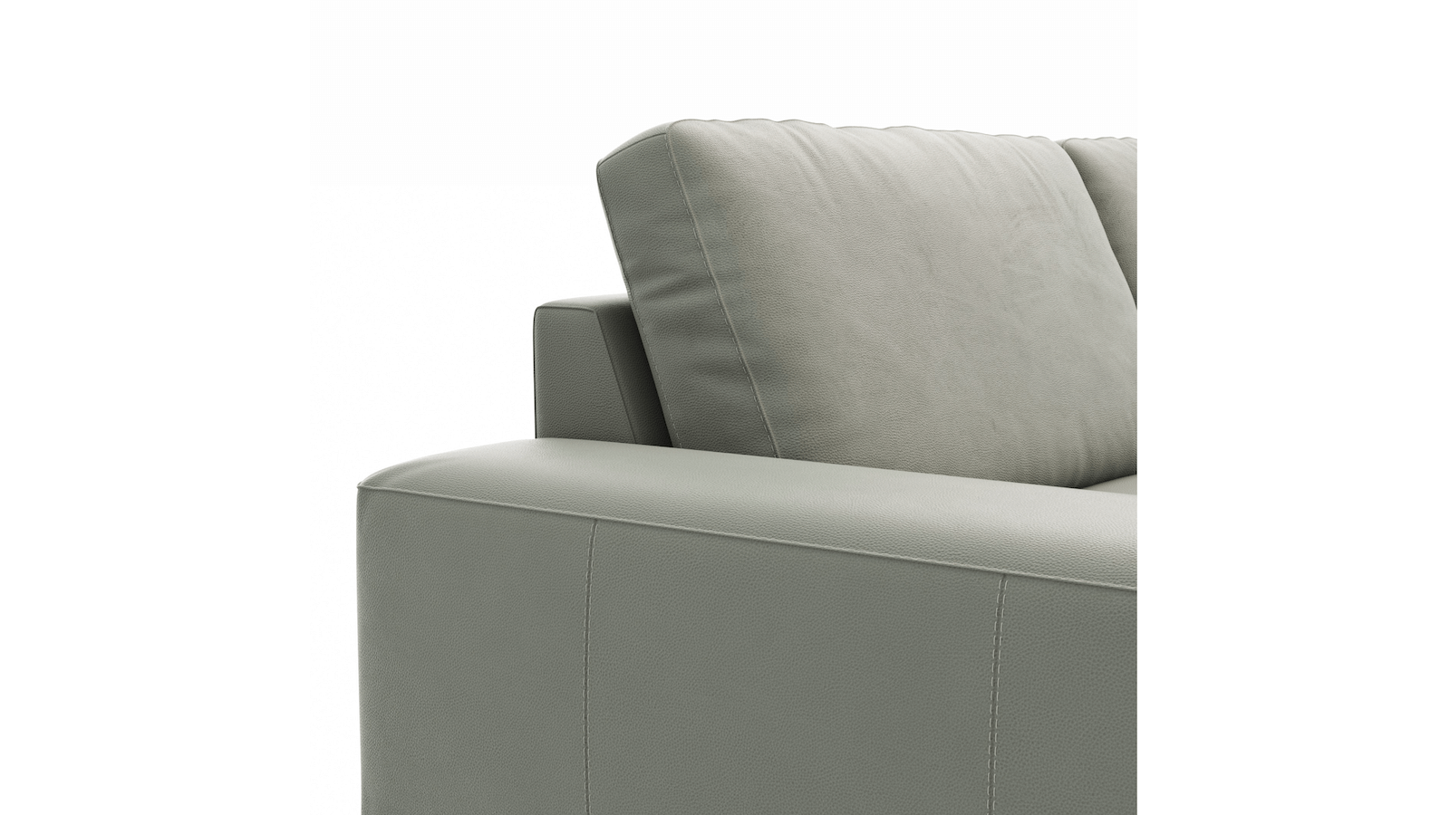 Ecksofa Redington - 2,5-Sitzer mit Longchair rechts, Leder, Grau von Natura Home