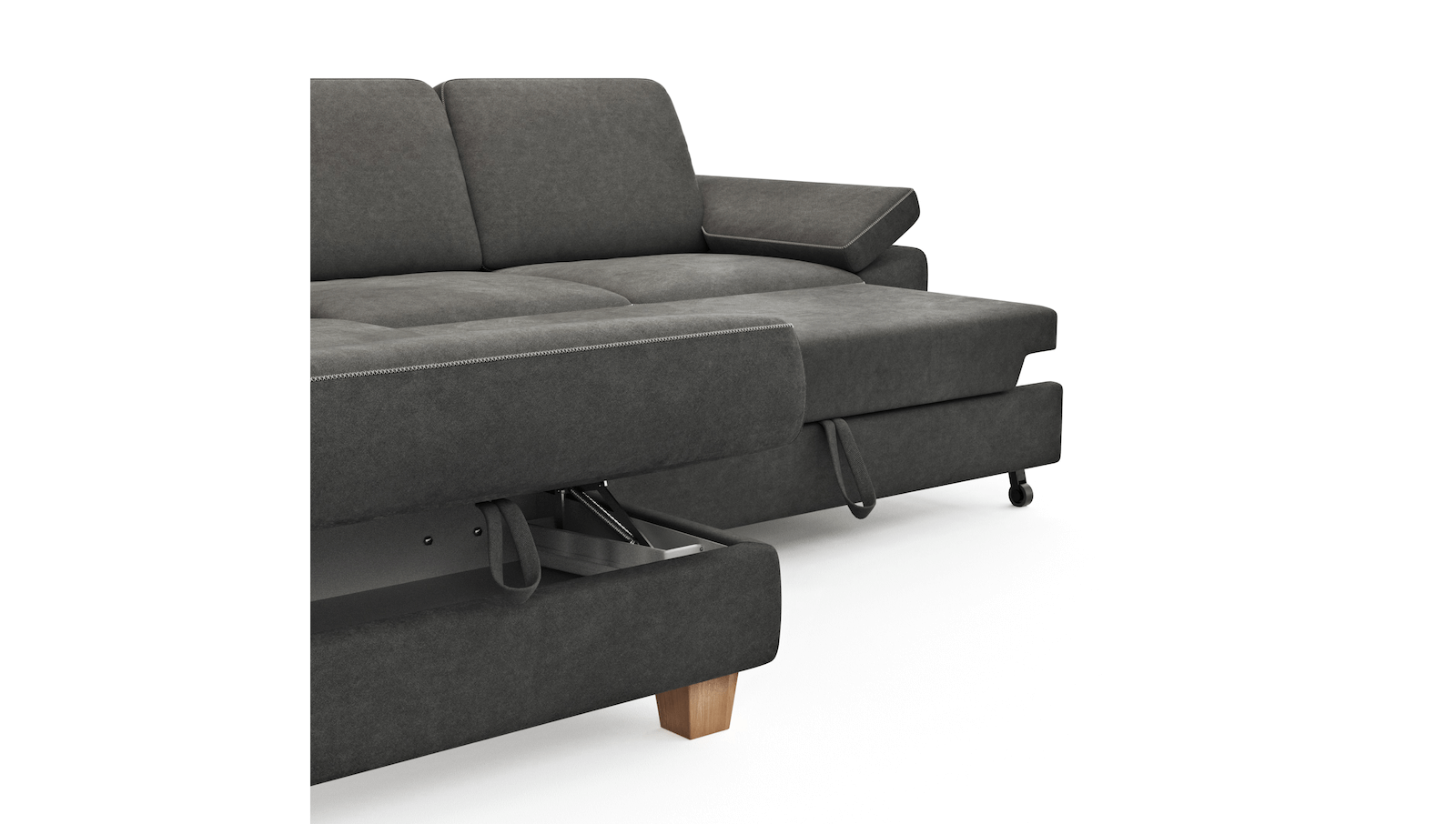 Ecksofa Sommerville - 2,5-Sitzer mit Ecke rechts, inkl. Schlaffunktion, Relaxfunktion (manuell), Stoff, Anthrazit von Natura Home