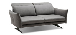 Natura Burnett Sofa in Leder grau, hochwertig, mit Sitztiefenverstellung