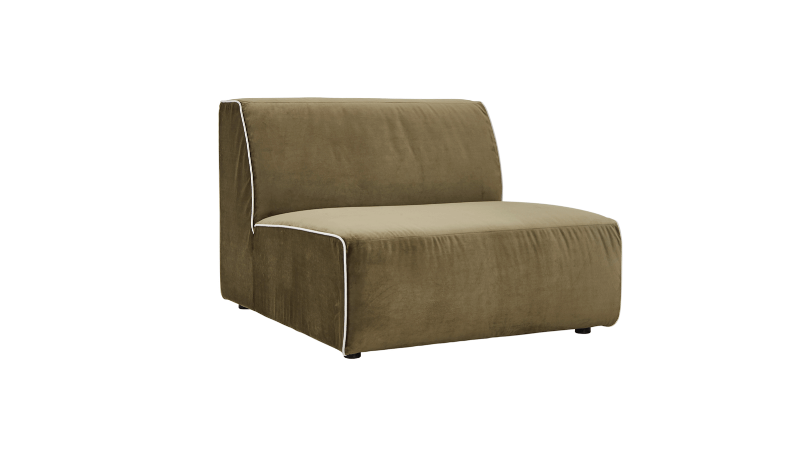 1-Sitzer-Sofa Elementos von Global Family. Stoff Olive mit Kontrastnaht