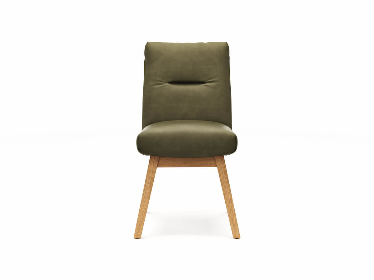 Leder Stuhl Calgary von Natura Home, grün, 4-Fuß, Holzfarben