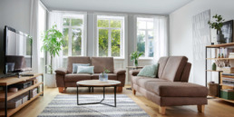 Sofa Stonington von Natura Home, Microfaser braun, 2 Sitzer