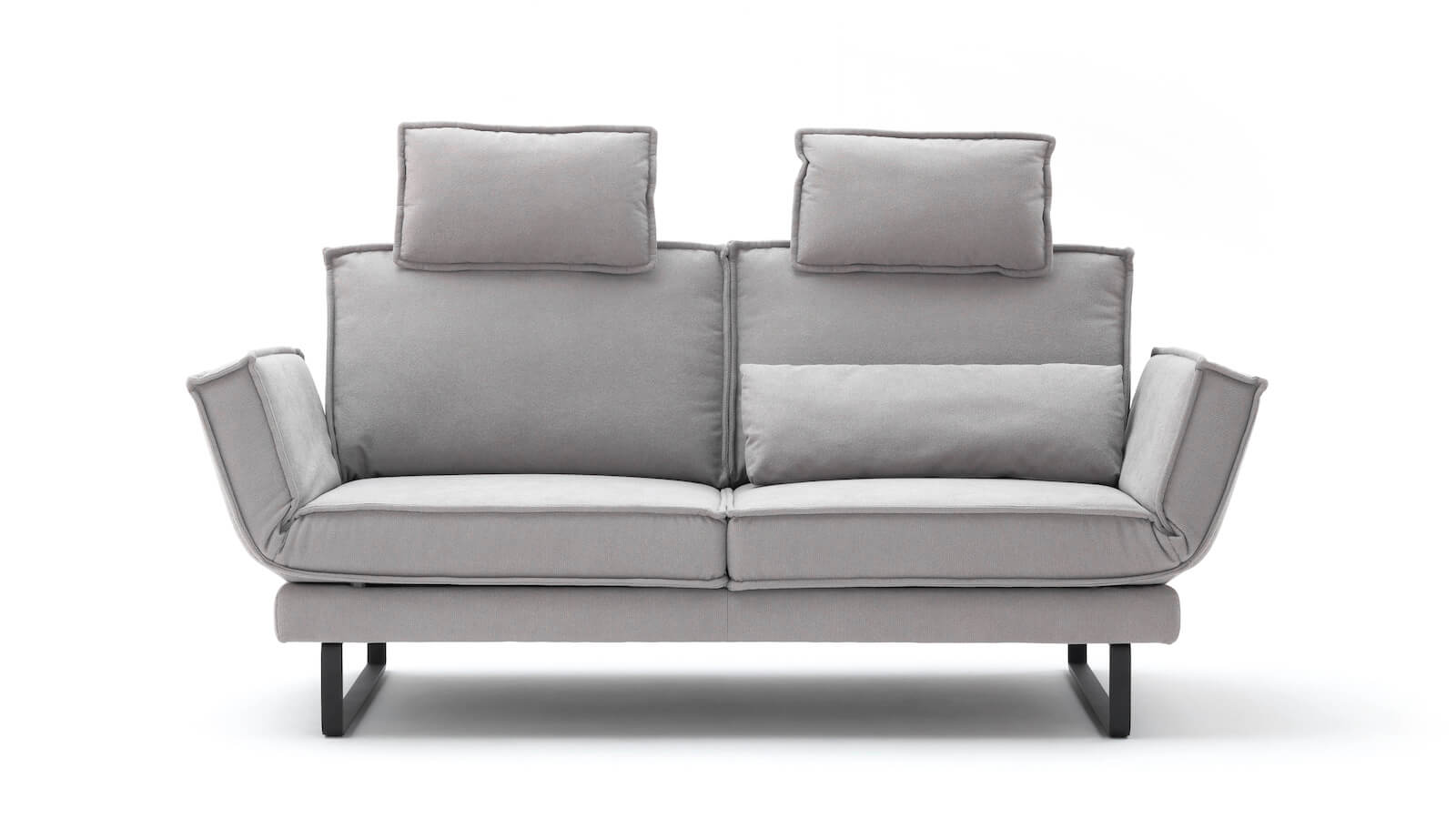 Sofa My - 2,5-Sitzer mit Rückenlehne/Armlehne verstellbar und Drehsitze, Stoff, Hellgrau, Modell mit oder ohne Kopfstütze