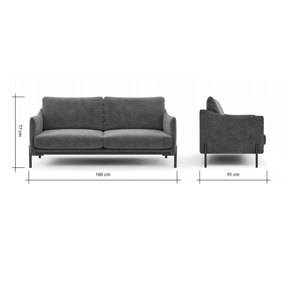 Sofa Madelen von Raum.Freunde, 2,5-Sitzer, Velour, Rosé