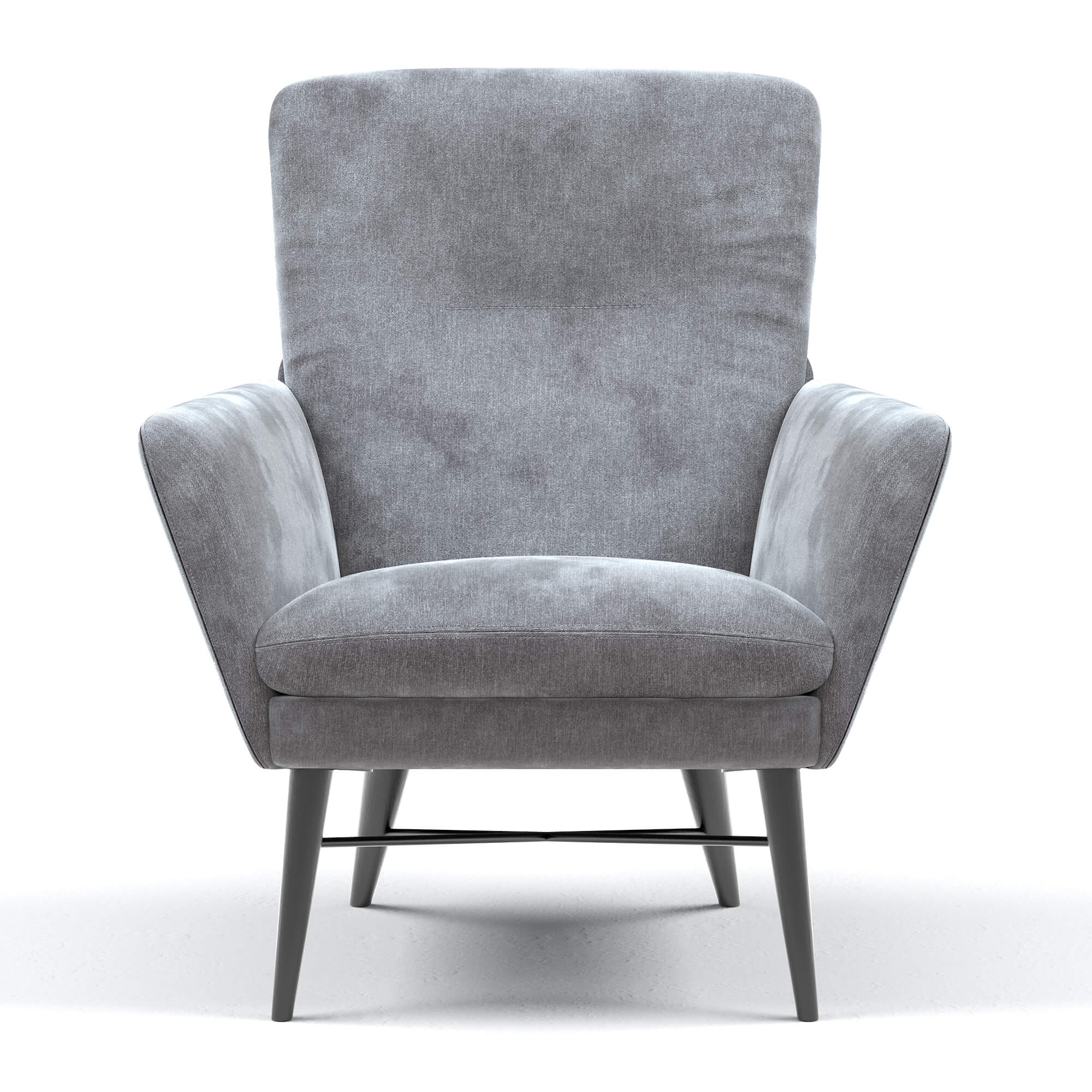 Sessel Torge von Raum.Freunde, in grauem Stoff, 4-Fuß aus massiver Eiche, schwarz lackiert