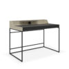 Schreibtisch Catona, Rahmen in Eiche, Arbeitsfläche grau lackiert, schwarzes Metallgestell, Marke Contur,