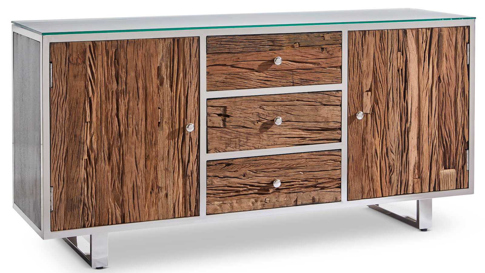 Sideboard Rockfort - Recyclingholz mit Edelstahl von Lebensart