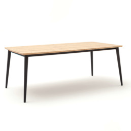Ausziehbarer Tisch Edvin in Wildeiche oder Eiche, massiv. Metall oder Holzgestell. Raum.Freunde